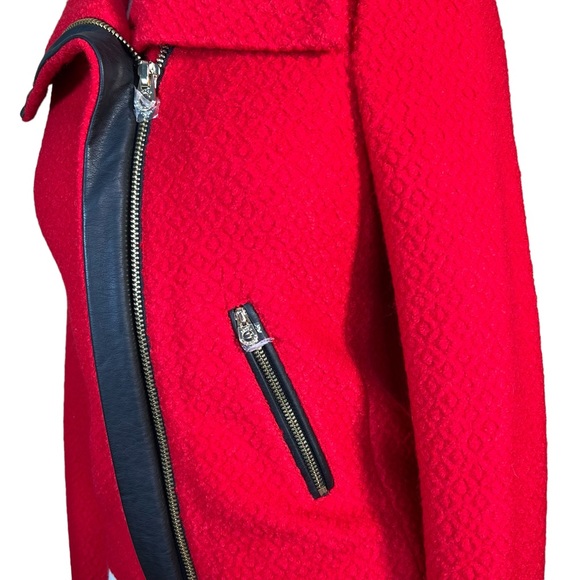 Juicy Couture Wool Blend Knit Moto Jacket With Faux Leather Trim Small NWT - Picture 4 of 15